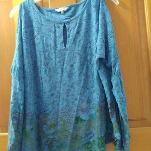 Lucky Brand, Women's Top, Open shoulder, boho, floral, shirt, cotton